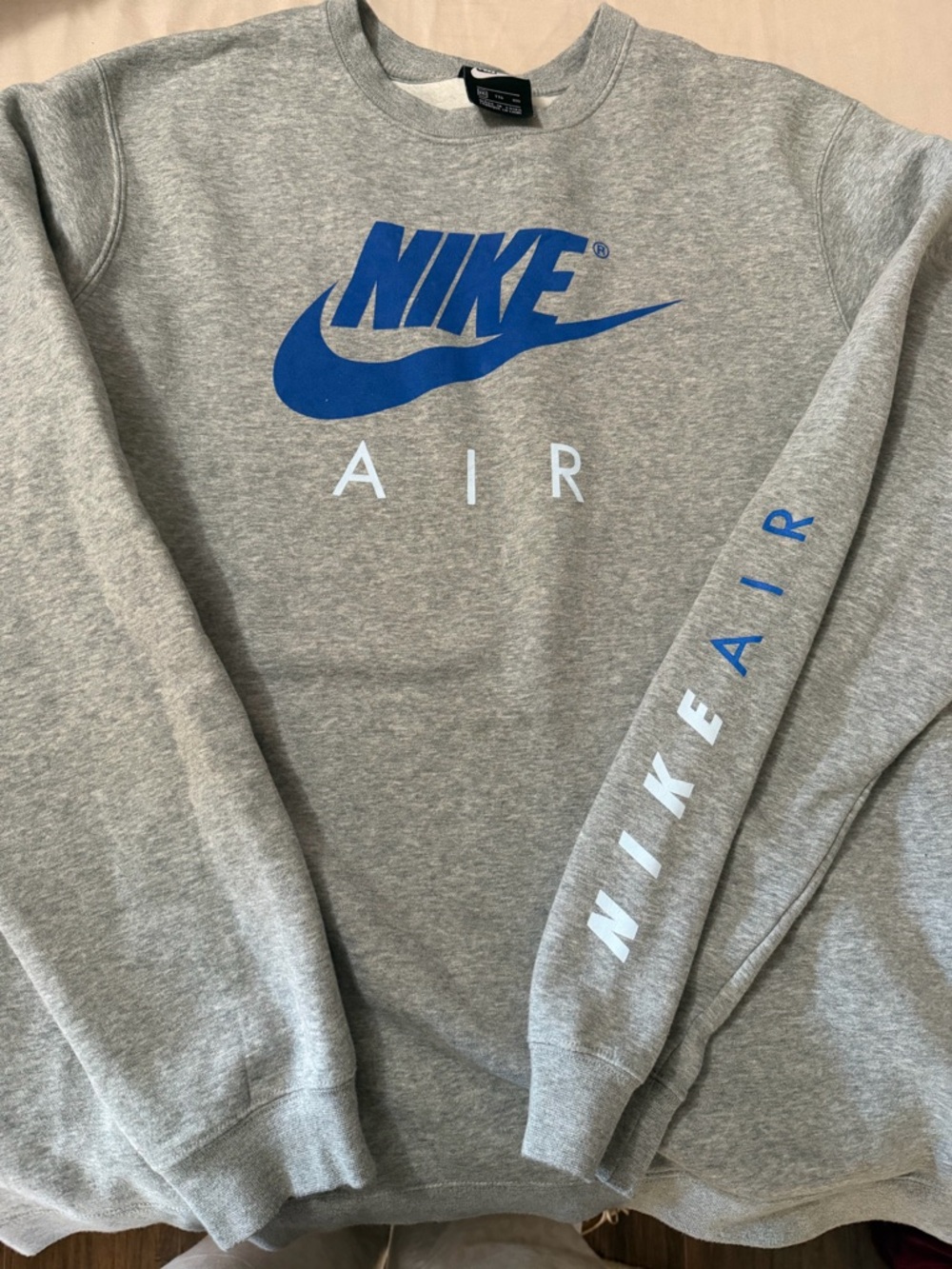 Nike Grey Crewneck Sweatshirt with Blue Nike Air Logo